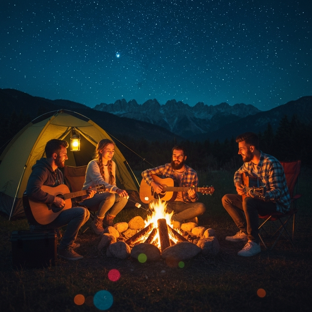 Families enjoying camping activities and events