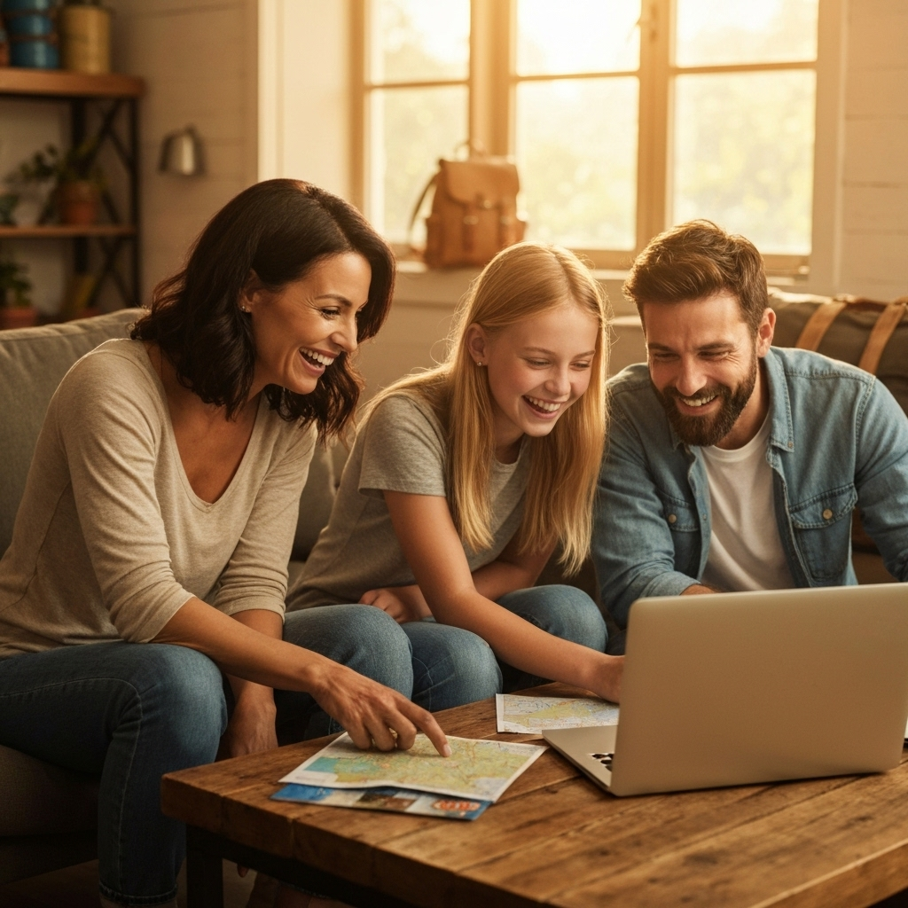 Family booking their perfect campsite