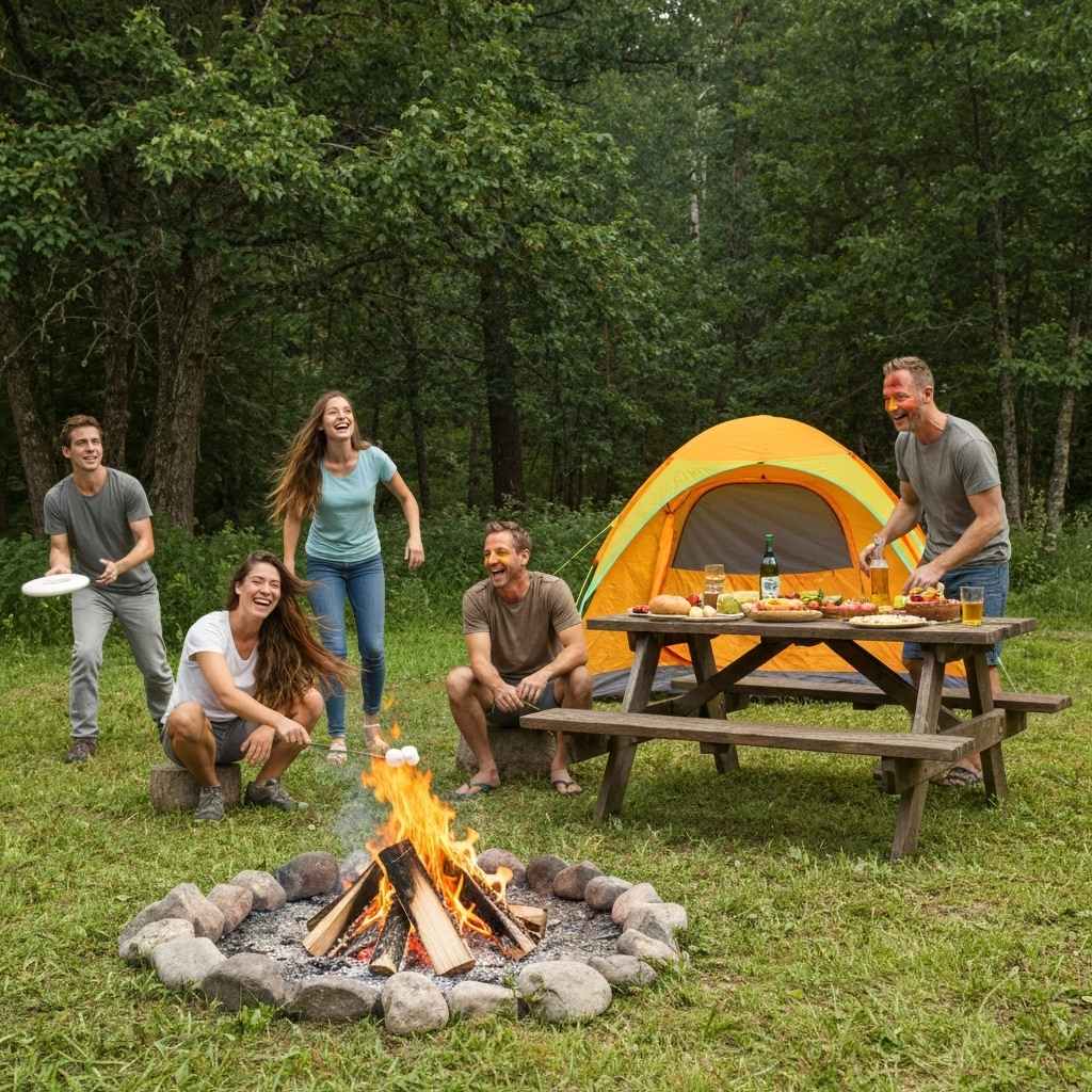 Happy camping guests enjoying their experience